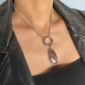 «DONA» Semi-Fine Chain Necklace & Natural Suntone Pendant - Image 3