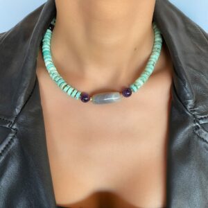 «ZENDAYA» Semi-Fine Natural Stone Necklace And Earrings Jewellery Set - Image 2