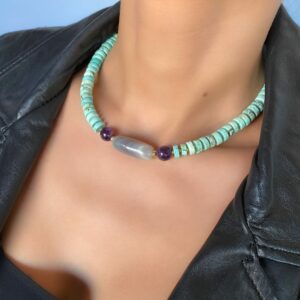 «ZENDAYA» Semi-Fine Natural Stone Necklace And Earrings Jewellery Set - Image 3
