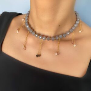 «MEDUZA» Semi-Fine Natural Agate Stone Luxury Necklace - Image 3