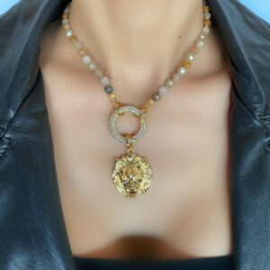 «SAFARI» Semi-Fine Natural Agate Stone Necklace & Earrings Luxury Jewellery Set - Image 2
