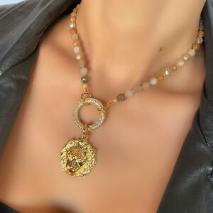 «SAFARI» Semi-Fine Natural Agate Stone Necklace & Earrings Luxury Jewellery Set - Image 4