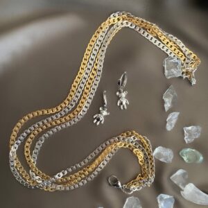 «RIHANNA» Semi-Fine Trendy Chain Necklace & Earrings Jewellery Set - Image 8