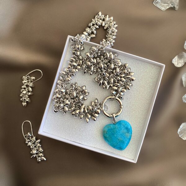 «IOLANTA» Semi-Fine Natural Quarts Stone Luxury Necklace & Earrings Jewellery Set