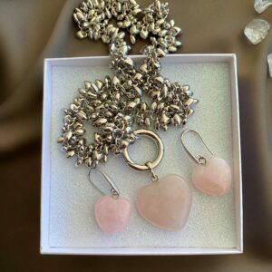 «ELLOISA» Semi-Fine Natural Quarts Stone Luxury Necklace & Earrings Jewellery Set - Image 2