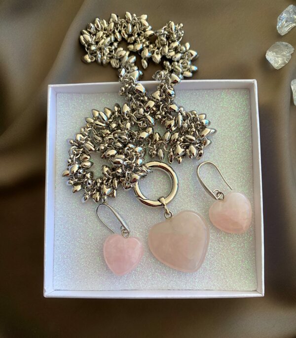 «ELLOISA» Semi-Fine Natural Quarts Stone Luxury Necklace & Earrings Jewellery Set