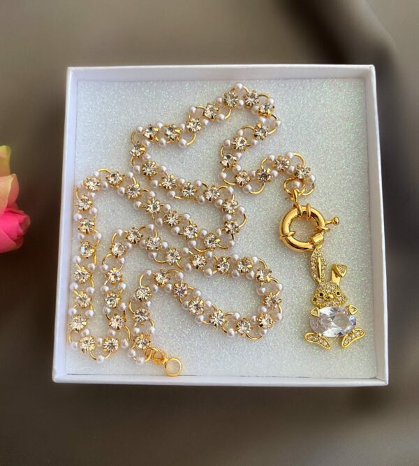 «PRETTY BUNNY» Semi-Fine Trendy Chain & Crystal Necklace
