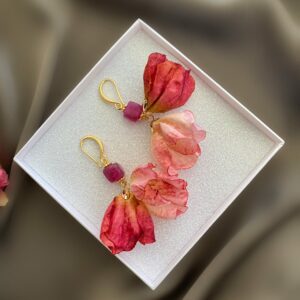 «PETITE FLORAL» Semi-Fine Luxury Earrings With Natural Stone - Image 2