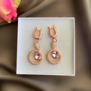 «KAMILLA» Semi-Fine Luxury Earrings - English Lock, Rose Gold Color - Image 2
