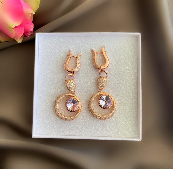 «KAMILLA» Semi-Fine Luxury Earrings - English Lock, Rose Gold Color