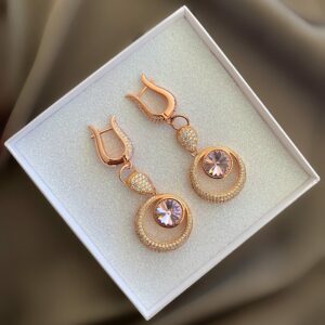 «KAMILLA» Semi-Fine Luxury Earrings - English Lock, Rose Gold Color - Image 3