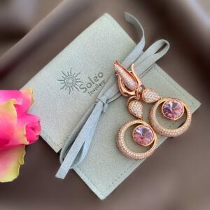 «KAMILLA» Semi-Fine Luxury Earrings - English Lock, Rose Gold Color - Image 4