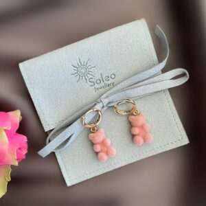 «VELVET BEARS» Trendy Earrings With - Congo Lock - Pink Color - Image 2