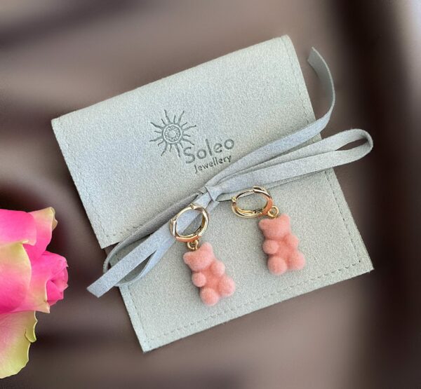 «VELVET BEARS» Trendy Earrings With - Congo Lock - Pink Color
