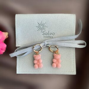 «VELVET BEARS» Trendy Earrings With - Congo Lock - Pink Color - Image 3