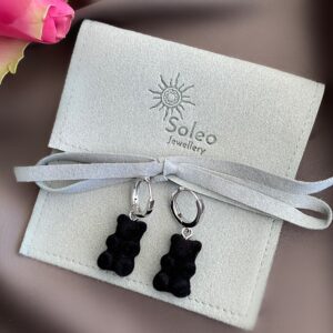 «VELVET BEARS» Trendy Earrings With - Congo Lock - Black Color - Image 3