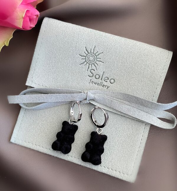 «VELVET BEARS» Trendy Earrings With - Congo Lock - Black Color