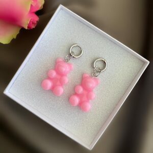 «GUMMY BEARS» Large Trendy Earrings With - Congo Lock - Pink - Image 2