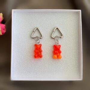«GUMMY BEARS» Trendy Earrings With - Congo Lock - Orange Color - Image 3