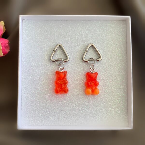 «GUMMY BEARS» Trendy Earrings With - Congo Lock - Orange Color