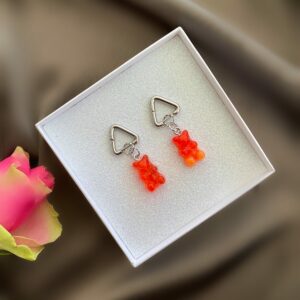 «GUMMY BEARS» Trendy Earrings With - Congo Lock - Orange Color - Image 2