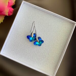 «BLU BUTTERFLY» Semi-Fine Czech Crystals Trendy Earrings - Image 2