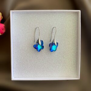 «BLU BUTTERFLY» Semi-Fine Czech Crystals Trendy Earrings - Image 3
