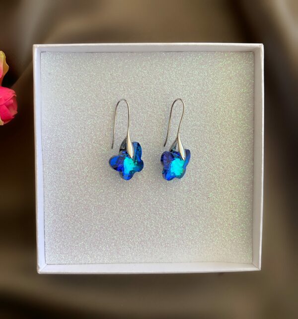 «BLU BUTTERFLY» Semi-Fine Czech Crystals Trendy Earrings