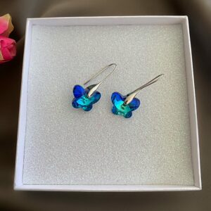 «BLU BUTTERFLY» Semi-Fine Czech Crystals Trendy Earrings - Image 4