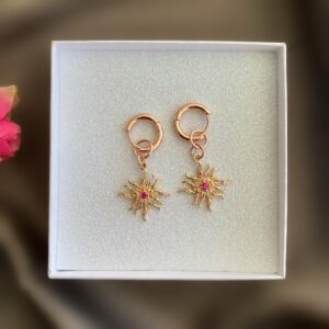 «CASSIOPEIA» Semi-Fine Trendy Earrings-Congo Lock, Rose Gold Color - Image 3