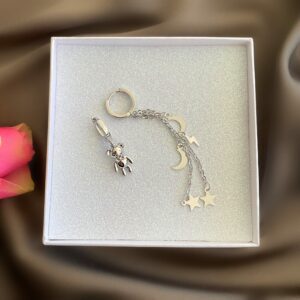 «SILVER BEAR» Trendy Asymmetrical Drop Earrings - Congo Lock - Image 3