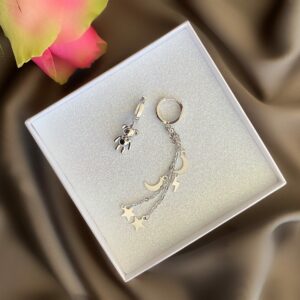 «SILVER BEAR» Trendy Asymmetrical Drop Earrings - Congo Lock - Image 2