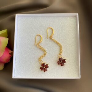 «CLOVER» Semi-Fine Cubic Zirconia Crystals Trendy Drop Earrings - Image 2