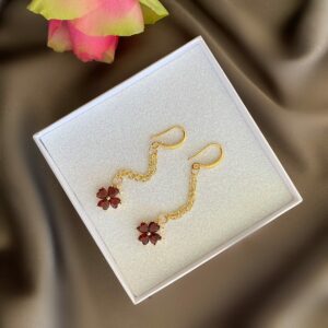 «CLOVER» Semi-Fine Cubic Zirconia Crystals Trendy Drop Earrings - Image 3