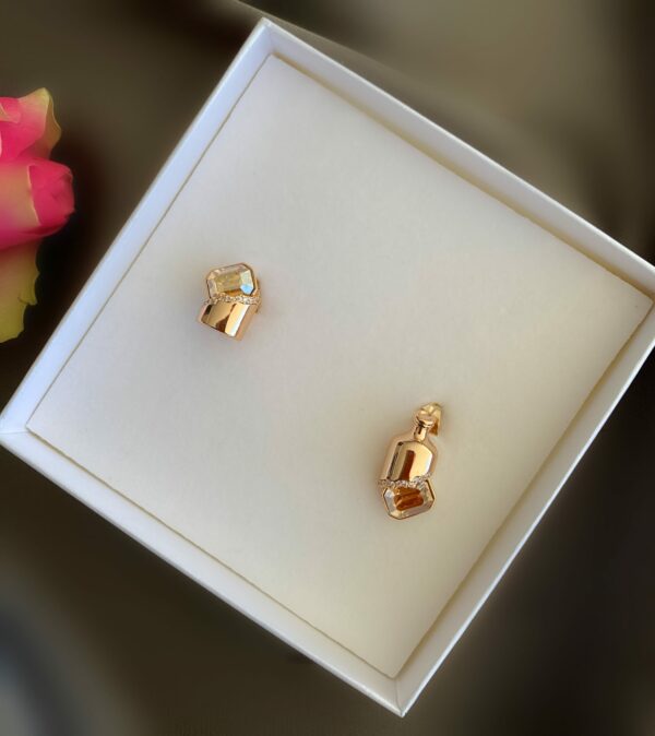 «BOTTLE» Semi-Fine Luxury Asymmetrical Swarowski Crystals Earrings
