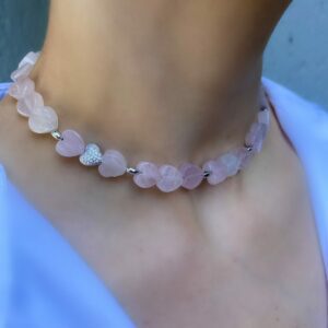 «AMORE MIO» Semi-Fine Natural Pink Quartz Necklace - Image 3
