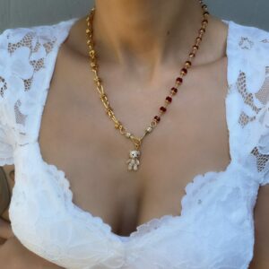 «YOGI BEAR» Beautiful Chain and Crystals Necklace With Cute Teddy Pendant - Image 5