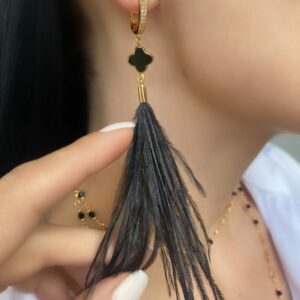 «ANGELICO» Semi-Fine Beautiful Feather Earrings White ⠀ - Image 7