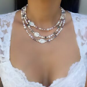 «PRINCESS GRACE» Semi-Fine Pearl And Stone Necklace - Transformer With Earrings Jewellery Set⠀ - Image 5