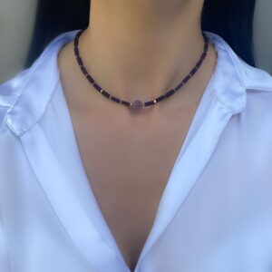 «MURENA» Semi-Fine Necklace Choker With Amethyst Stone - Image 5