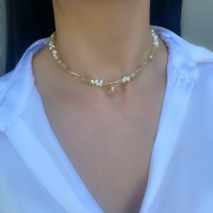 «PLAGE» Semi-Fine Natural Stones Choker Necklace And Earring Jewellery Set - Image 7