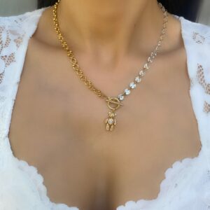 «MISHA» Beautiful Chain and Crystals Necklace And Crystal Earrings Luxury Jewellery Set - Image 5