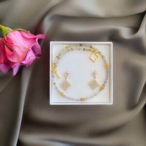 «GIA» Semi-Fine Natural Stone And Crystals Necklace & Swarovski Crystals Earrings Jewellery Set⠀ - Image 4