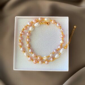 «MAYA» Semi-Fine Pearl & Chain Trendy Necklace - Image 4