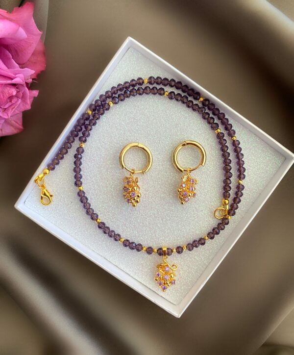 «DEMETRA» Semi-Fine Chain And Pearl Necklace & Crystal Earrings