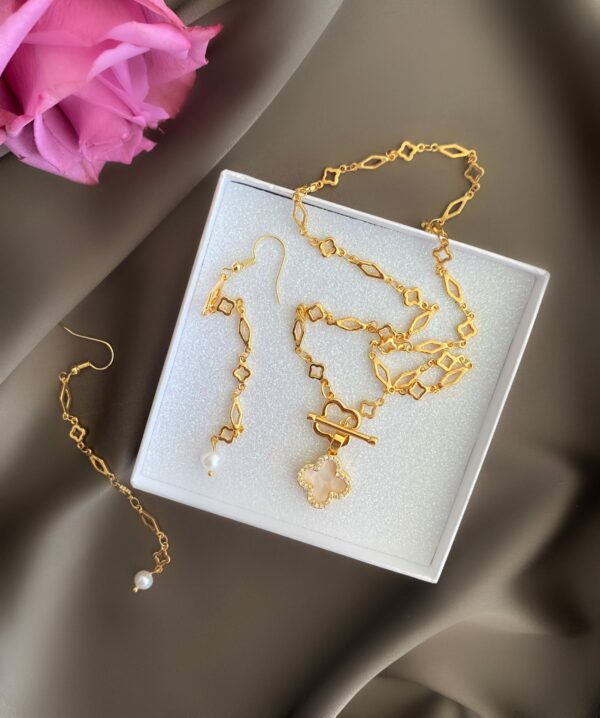 «CINDY» Trendy Chain Necklace & Earrings Jewellery Set⠀
