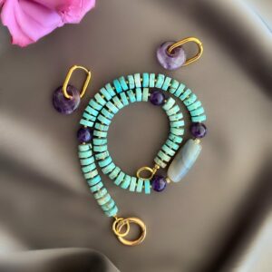 «ZENDAYA» Semi-Fine Natural Stone Necklace And Earrings Jewellery Set - Image 6