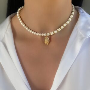 «HAVANA» Semi-Fine Natural Pearl & Shell Trendy Necklace - Image 4