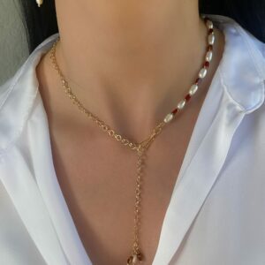 «RUBY» Semi-Fine Pearls & Crystals Choker Necklace & Earrings Jewelry Set⠀ - Image 4
