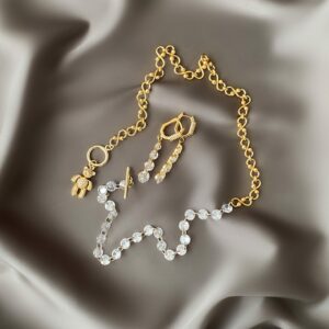 «MISHA» Beautiful Chain and Crystals Necklace And Crystal Earrings Luxury Jewellery Set - Image 4